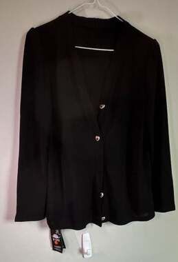 Black V-Neck Long Sleeve Button-Down Cardigan